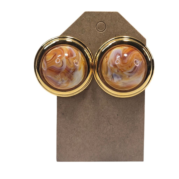 Joan Rivers Jewelry - Women's Joan Rivers Chunky Cabochon Clip On Earrings One Size Orange White